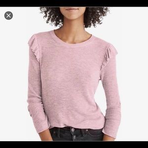 Madewell Ruffle Shoulder Ribbed Sweater